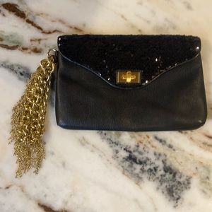 Alexis Hudson black & Gold Wristlet with sequins